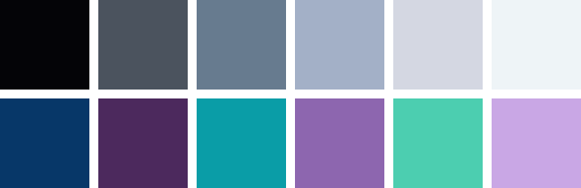 color palette of cool grays, purples, and teals