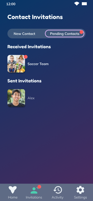 Final Contact Invitations screen