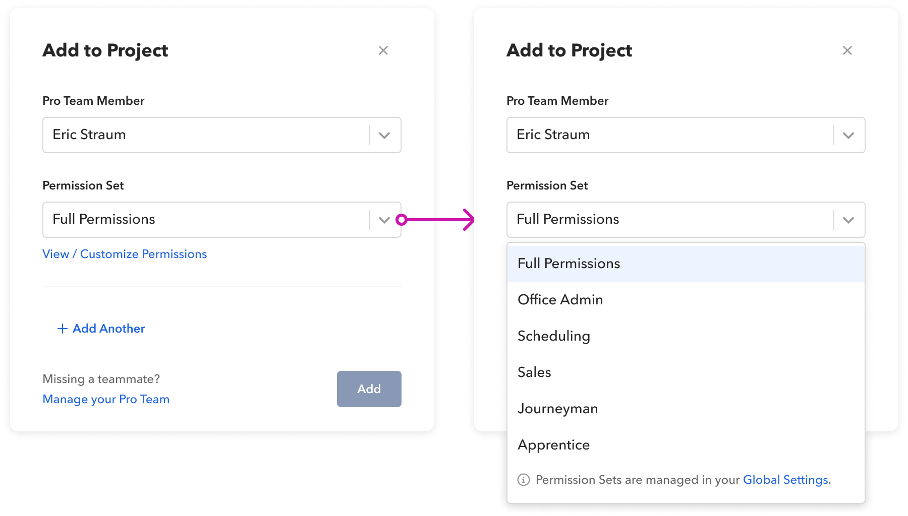 BuildBook's granular permissions — access scoped per feature area.